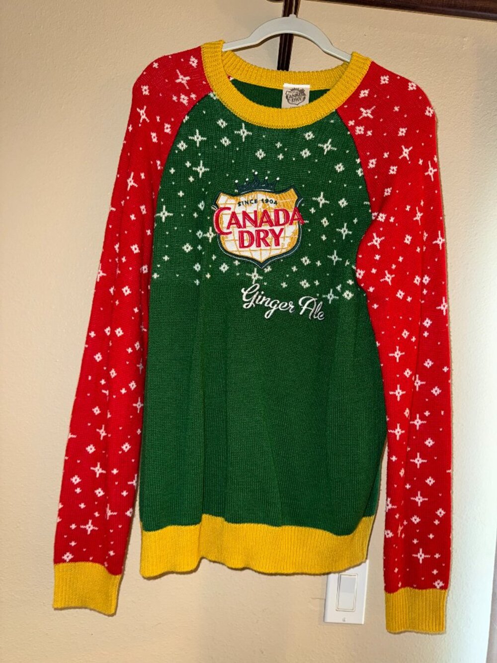 Canada Dry Ginger Ale Ugly Christmas Sweater Green Red Size Large